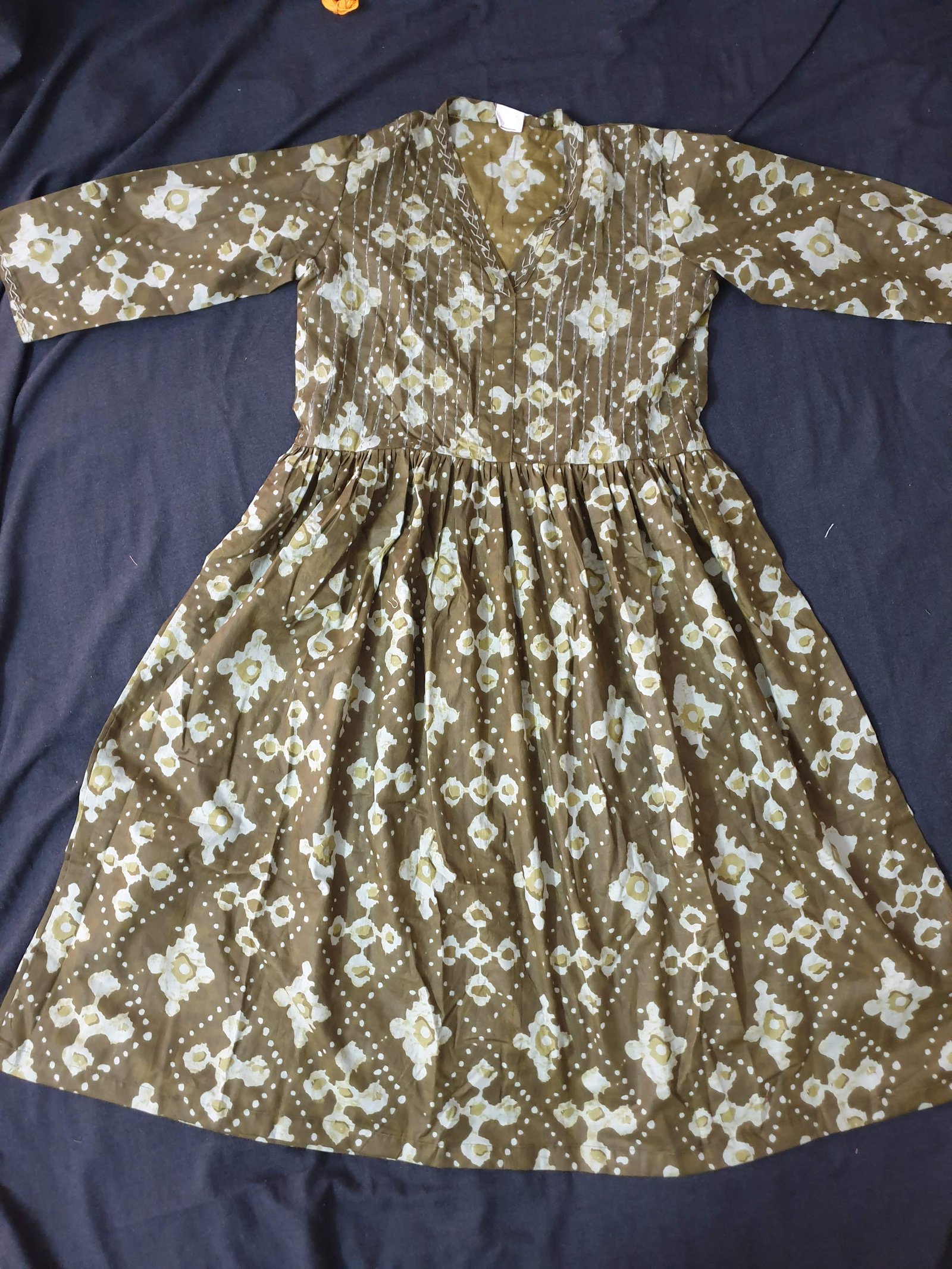 Mehandi Green Frock Style Kurti